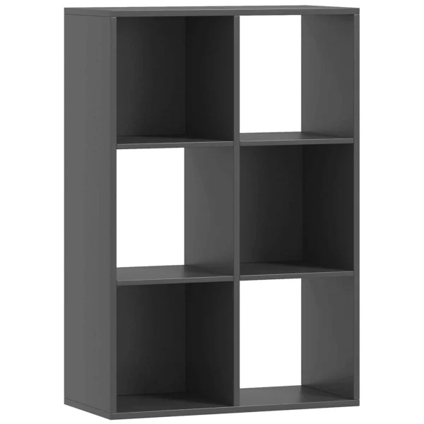 HOMCOM Cube Bookcase with 6 Storage Shelves, Wooden, 61.5 x 29.5 x 91.5 cm, Black