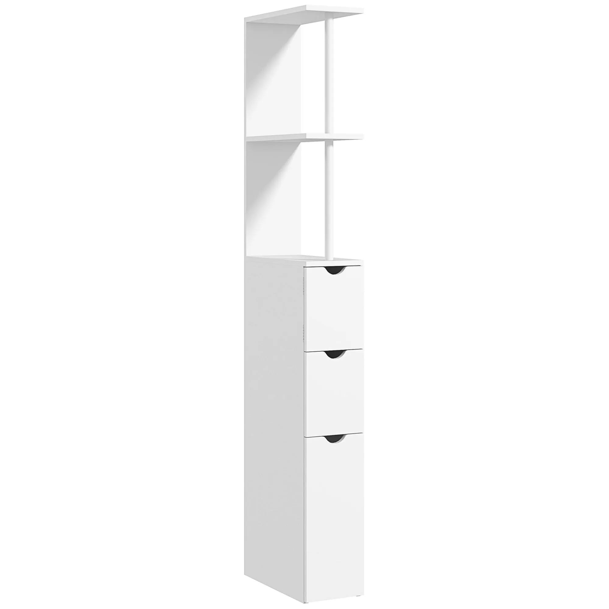 HOMCOM Bathroom Column Cabinet with Shelves and Drawers, Wooden, 15x33x136.8 cm, White
