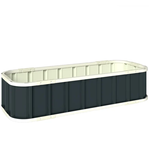 Outsunny Raised Garden Bed with Open Bottom and Folded Steel Edges, 136x52x31 cm, Dark Grey