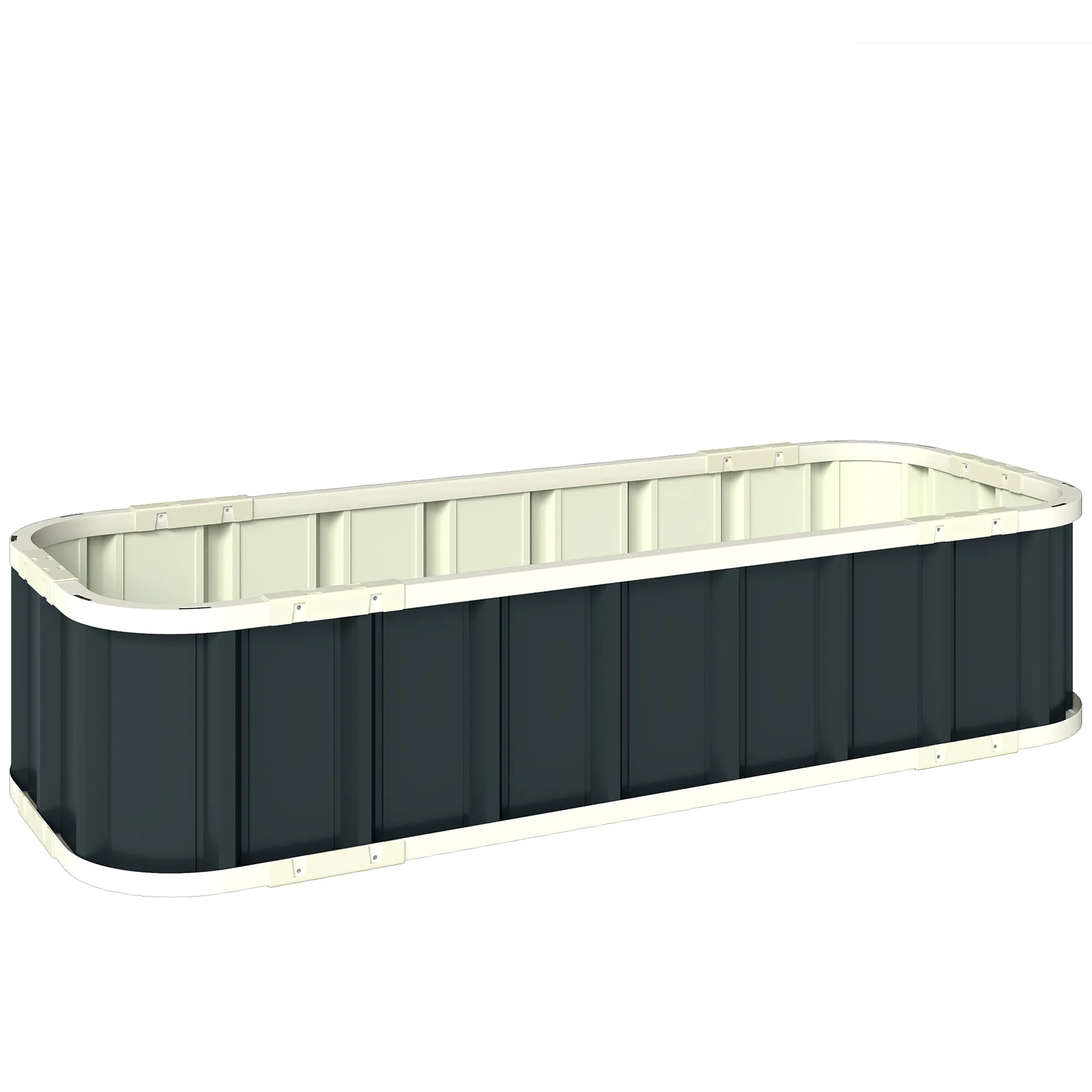 Outsunny Raised Garden Bed with Open Bottom and Folded Steel Edges, 136x52x31 cm, Dark Grey