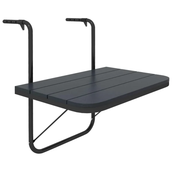 Outsunny Folding and Adjustable Balcony Table, Made of Aluminum and Composite Wood, 60x40x55-64 cm, Black