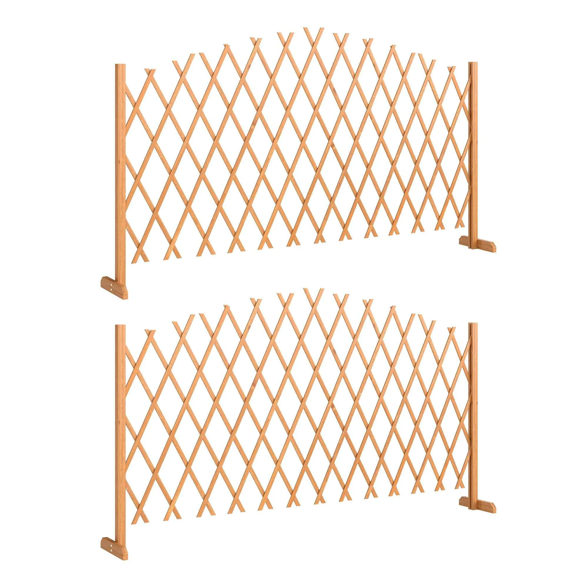 Outsunny 2-Panel Expandable Fence, Wooden Garden, 180x30x103 cm, Brown