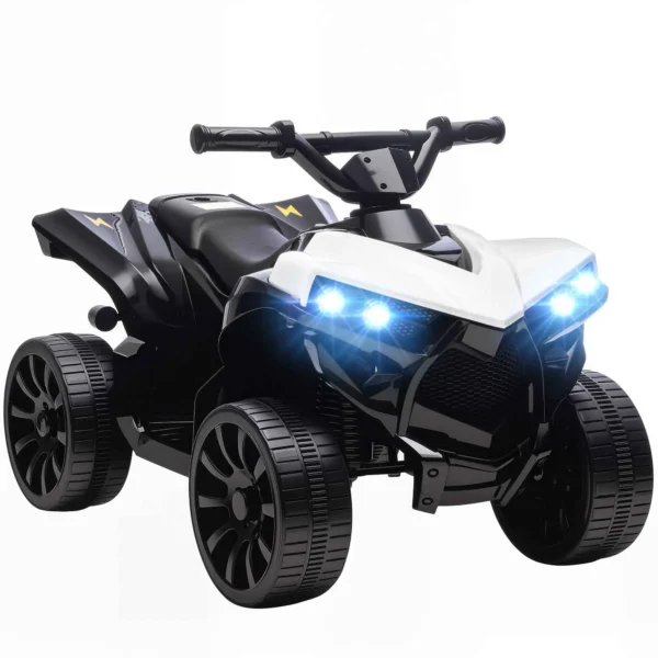 Kids' Electric Quad Bike ATV with 6V Rechargeable Battery, LED Headlights and Music, Ages 3-6 Years, White