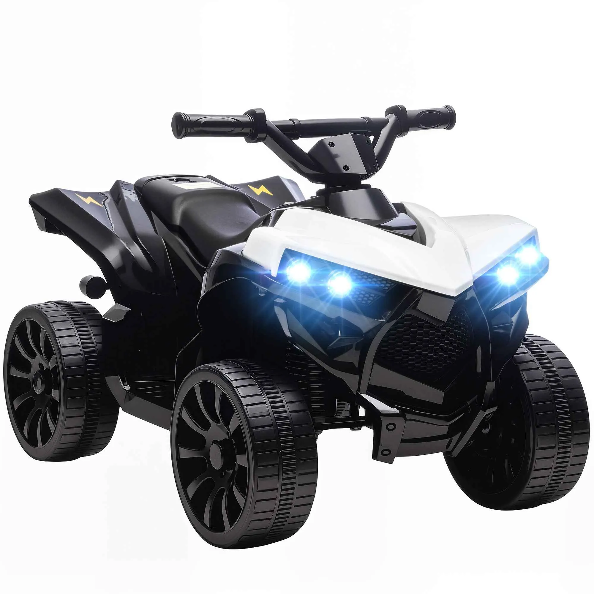 Kids' Electric Quad Bike ATV with 6V Rechargeable Battery, LED Headlights and Music, Ages 3-6 Years, White