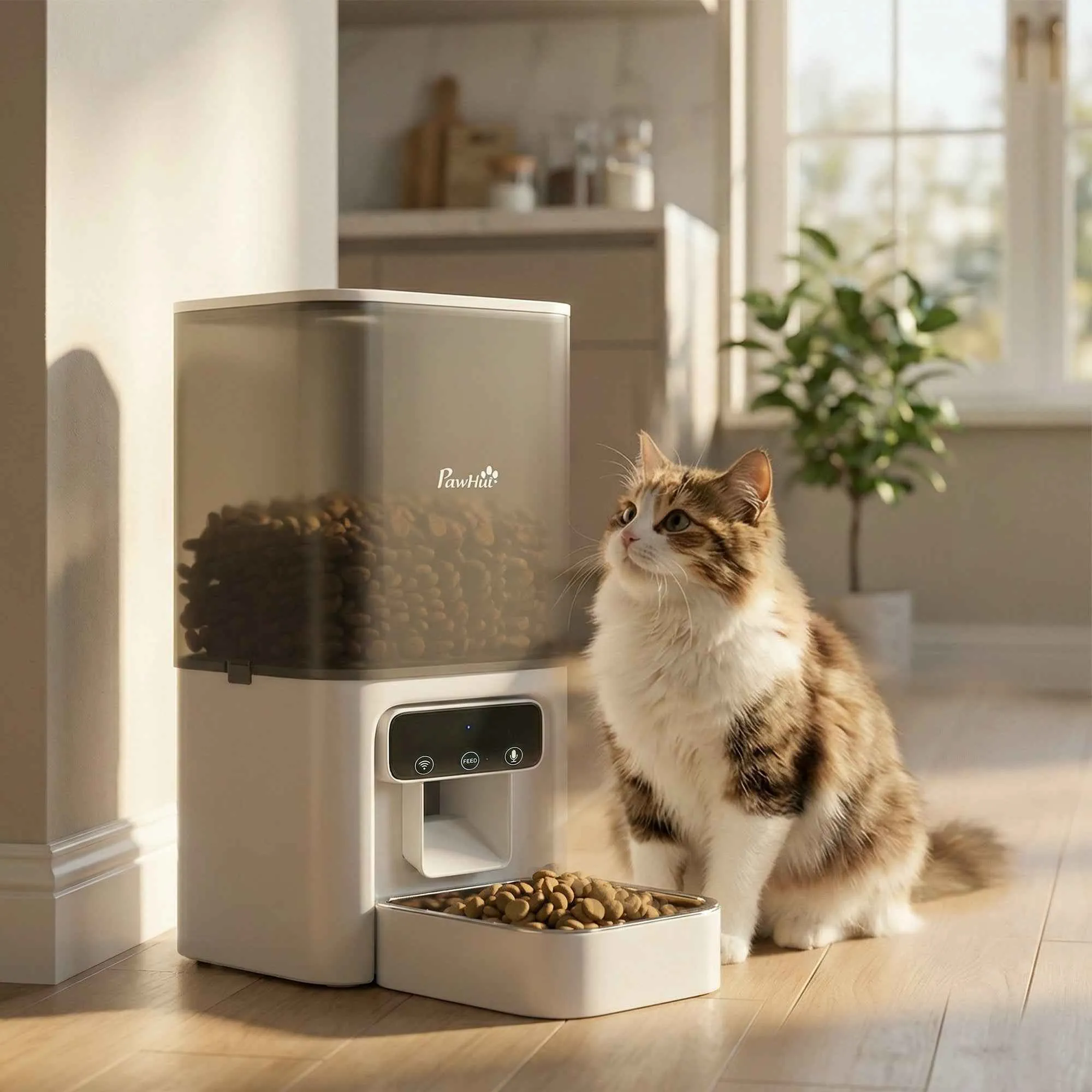 PawHut 4.5L Automatic Cat Food Dispenser with APP and Voice Recorder - Image 2