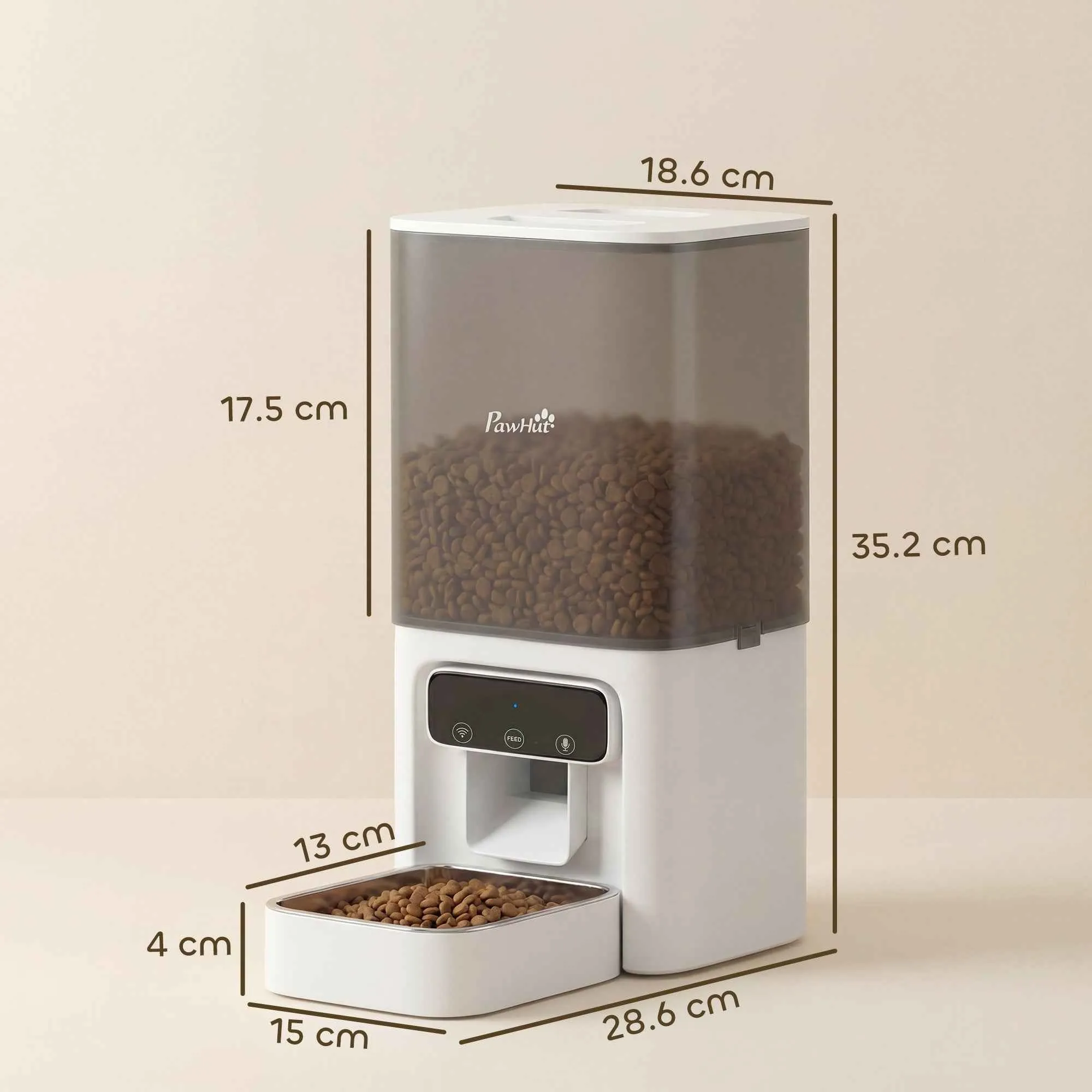 PawHut 4.5L Automatic Cat Food Dispenser with APP and Voice Recorder - Image 3