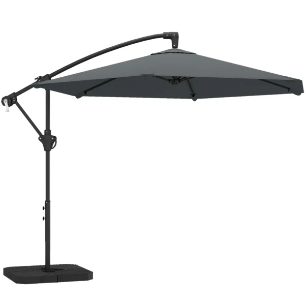 Outsunny Cantilever Umbrella with Cross Base, Metal and Polyester, 302x295x242 cm, Dark Grey