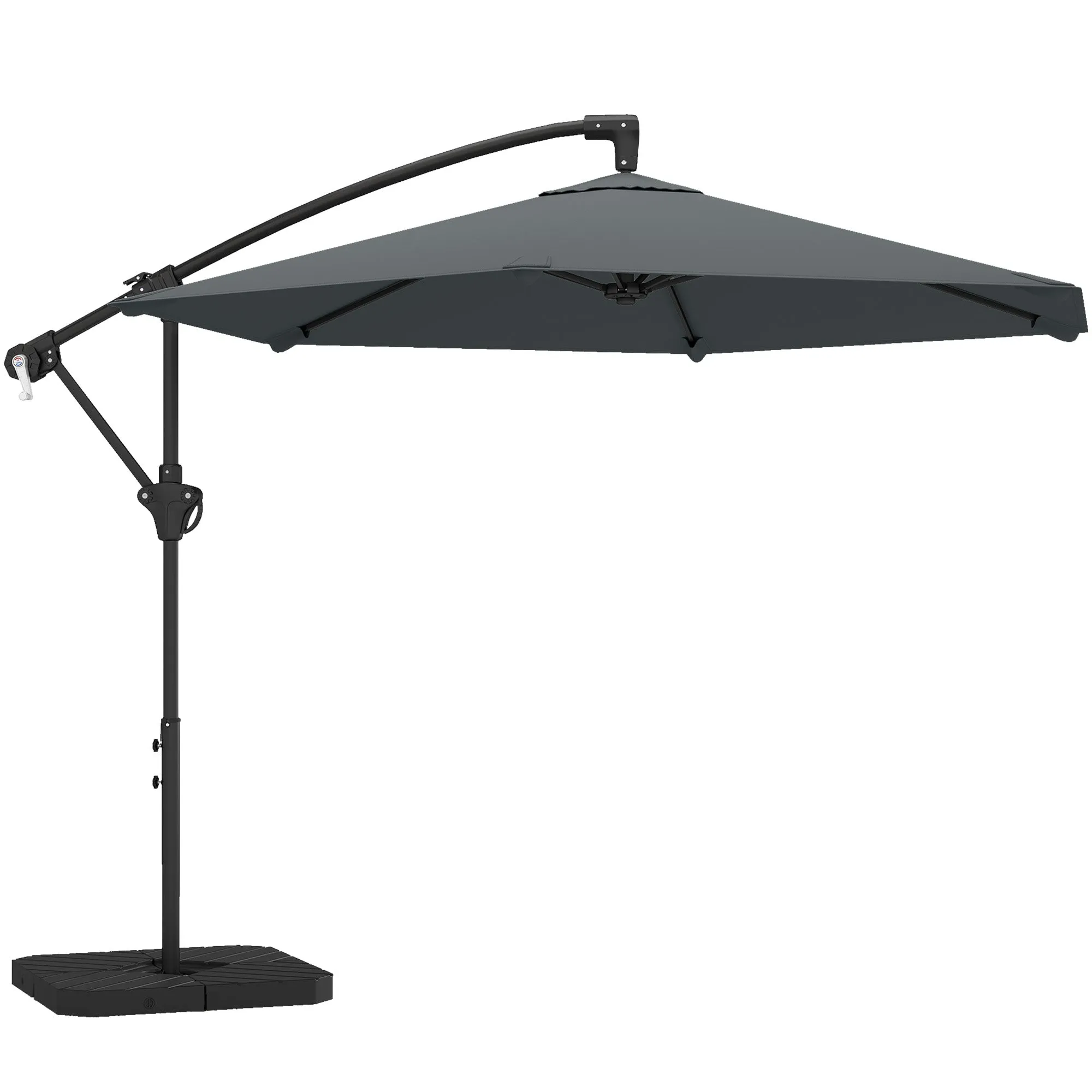 Outsunny Cantilever Umbrella with Cross Base, Metal and Polyester, 302x295x242 cm, Dark Grey