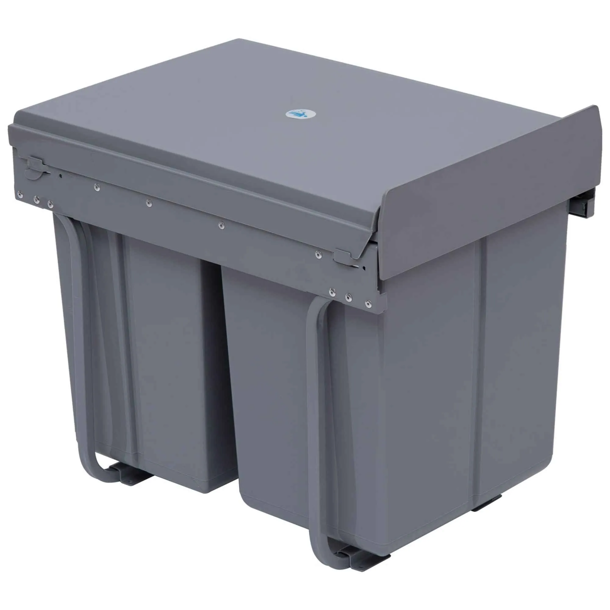 HOMCOM 40L Pull-Out Waste Bin with 3 Recycling Bins, 48 x 34.2 x 41.8 cm, Grey