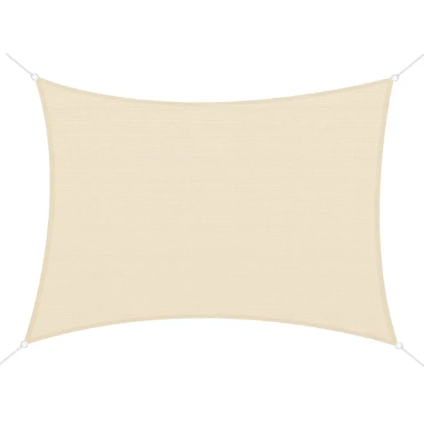 Outsunny 4 x 6m Rectangular Sun Shade Sail, 185g HDPE UV Protection Awning, Cream