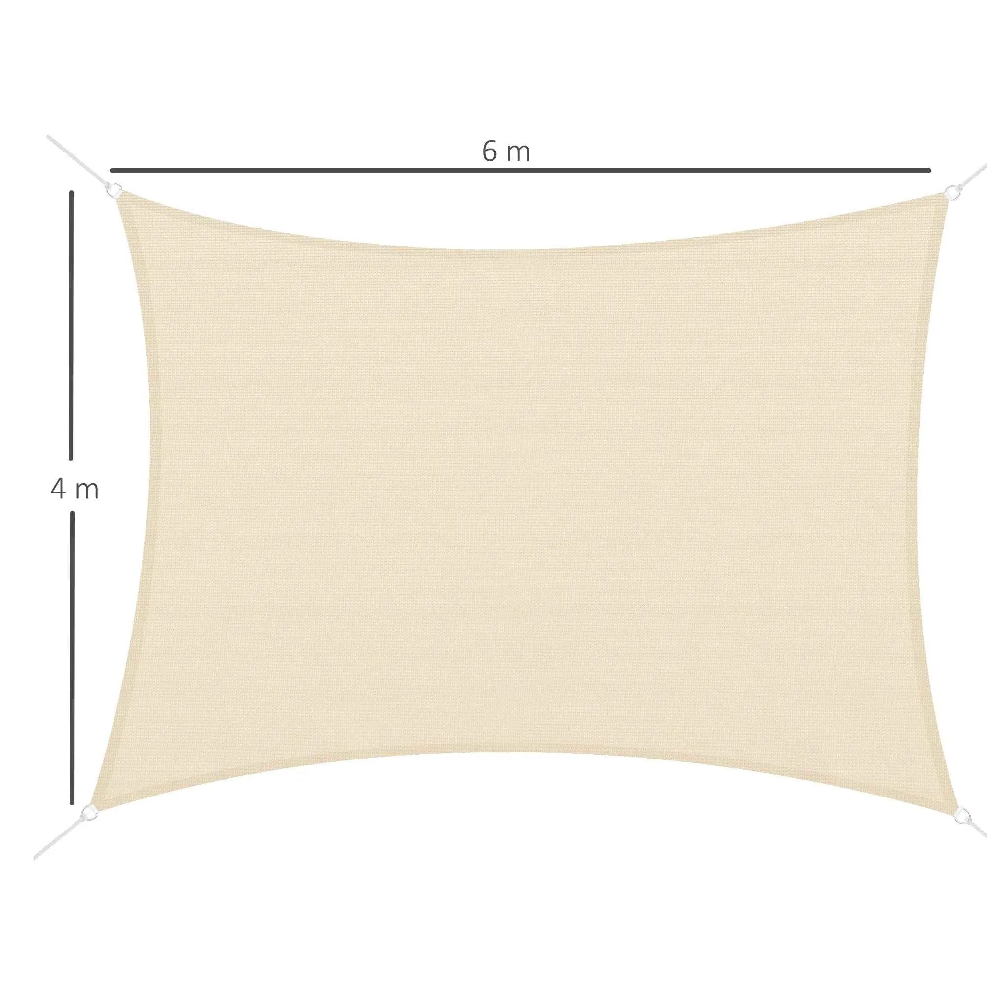 Outsunny 4 x 6m Rectangular Sun Shade Sail, 185g HDPE UV Protection Awning, Cream - Image 3