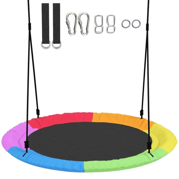 Nest Swing for Children 3-8 Years with Ropes and Straps, in PE and Oxford Fabric, 100x100x180 cm, Multicolored