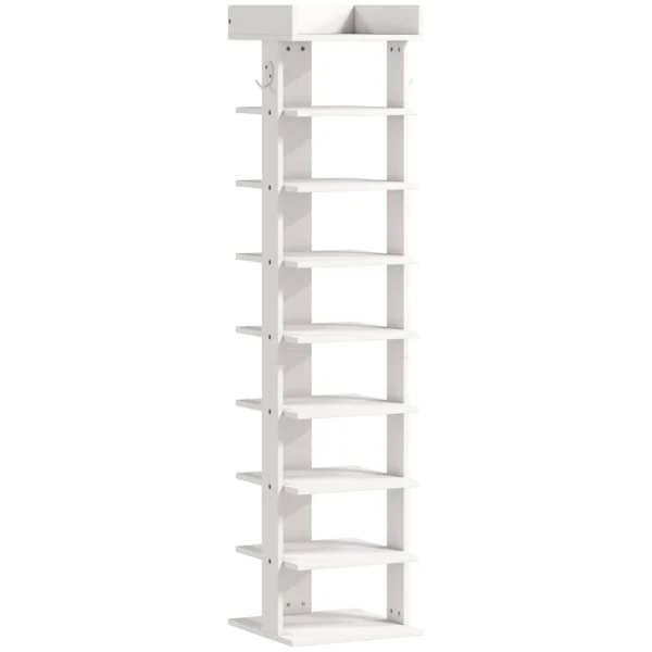 HOMCOM 9-Tier Shoe Rack, Entryway Shoe Organizer, White