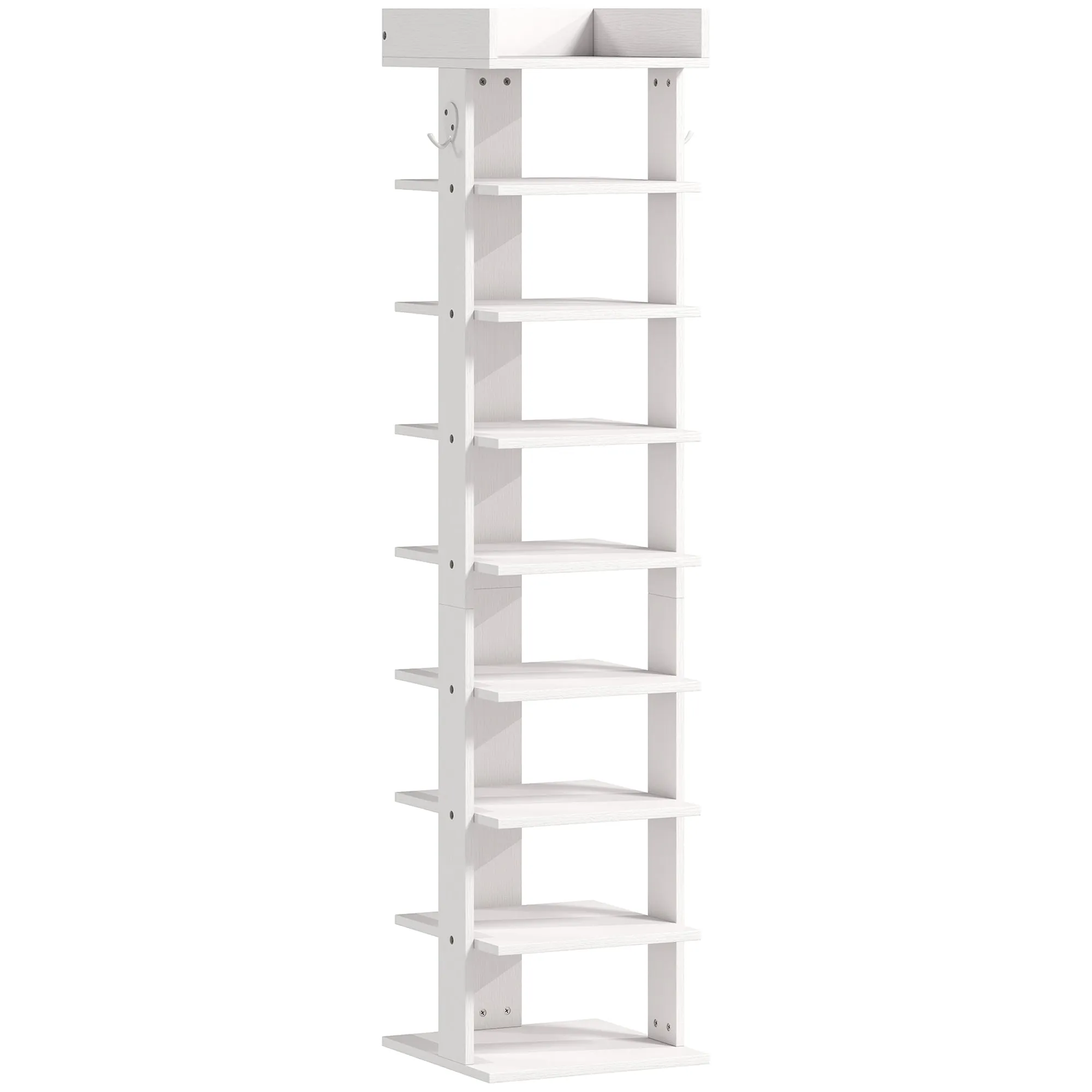HOMCOM 9-Tier Shoe Rack, Entryway Shoe Organizer, White