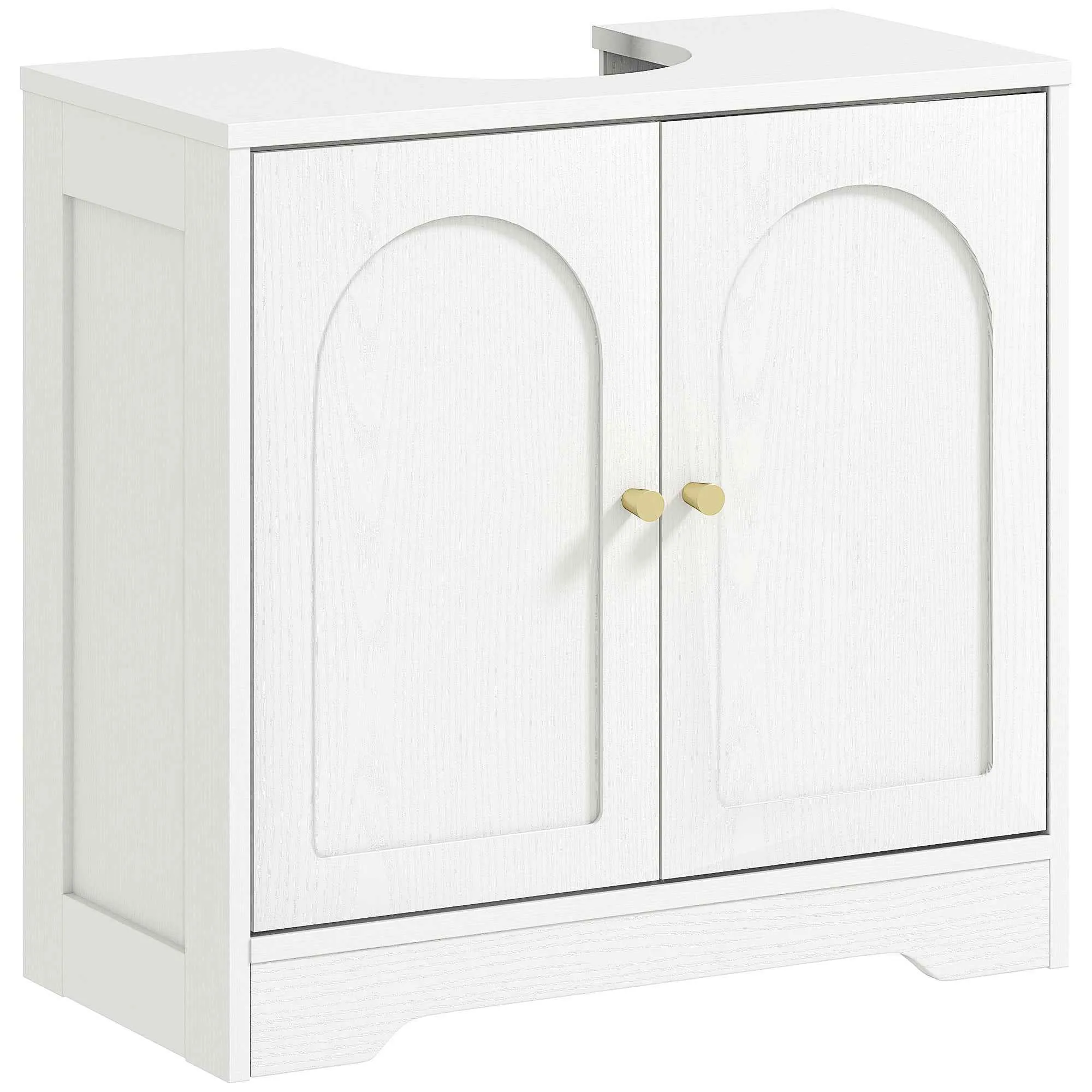 HOMCOM 2-Door Bathroom Vanity Unit with 3-Tier Adjustable Shelf, Wooden, 60x30x65 cm, White