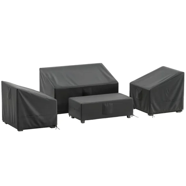 Outsunny 4-Piece Waterproof Garden Furniture Covers, Black