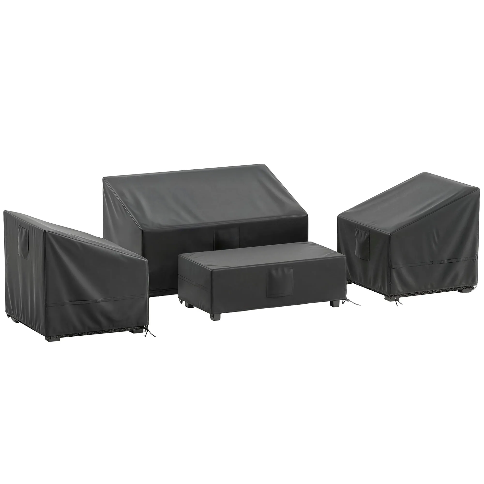 Outsunny 4-Piece Waterproof Garden Furniture Covers, Black