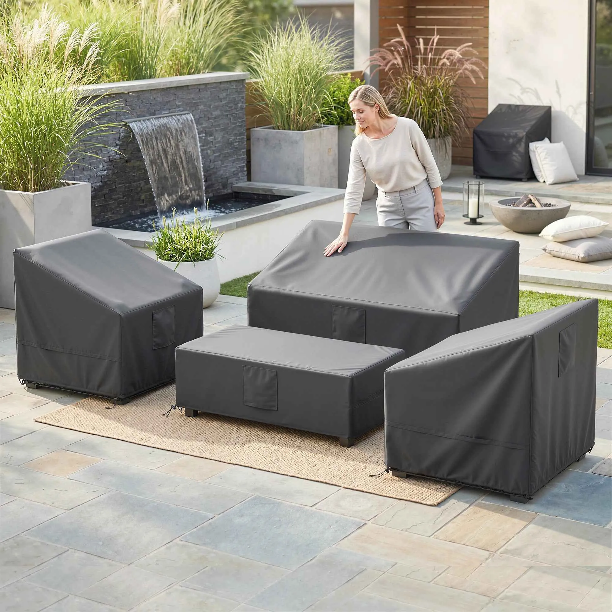 Outsunny 4-Piece Waterproof Garden Furniture Covers, Black - Image 2