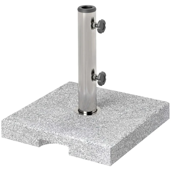 Outsunny 21kg Granite Square Umbrella Base with Handles and 2 Adjustable Knobs, Grey