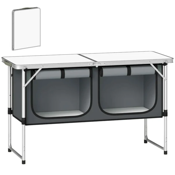 Outsunny Folding Camping Shed with Cabinet, Silver