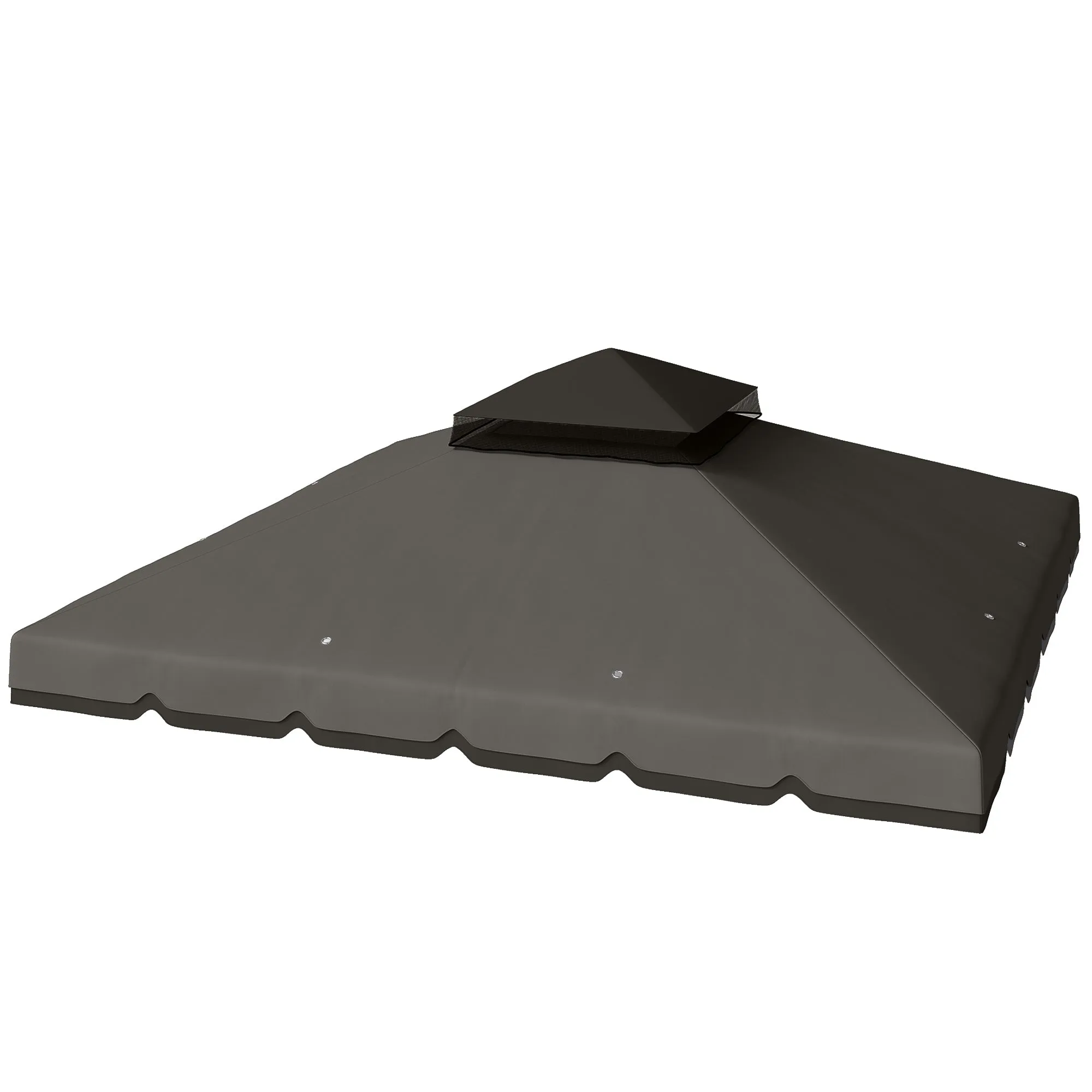 Outsunny 3x3m 2-Tier Gazebo Cover with 8 Drainage Holes, Light and Dark Grey Polyester