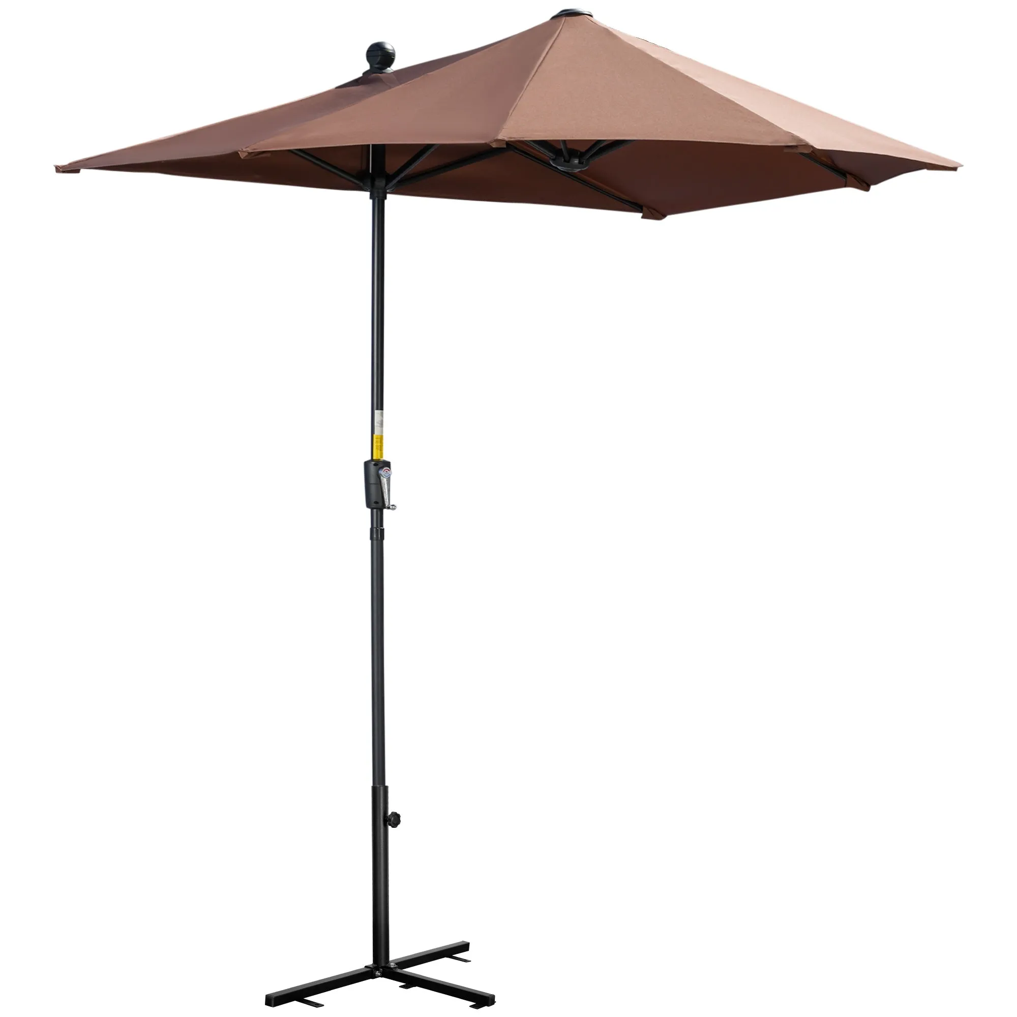 Outsunny Double Crescent Umbrella 2x2 m with Crank Opening and Cross Support, in Steel and Polyester, Coffee