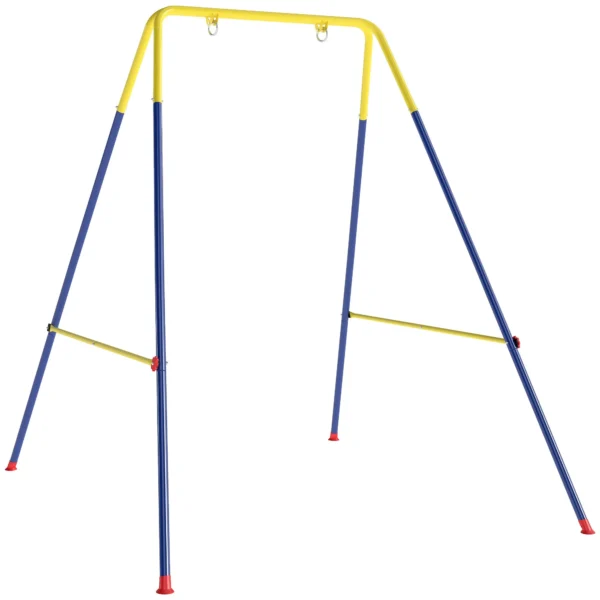 AIYAPLAY Garden Swing Frame with 2 Hooks, Steel, 128x155x157 cm, Yellow and Blue