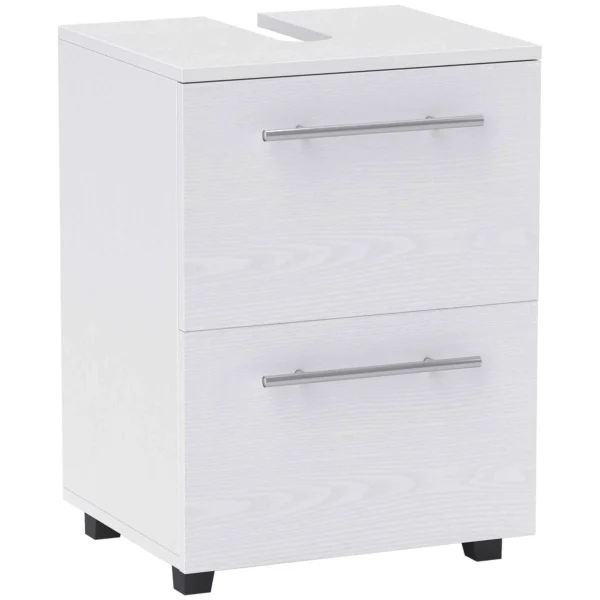 HOMCOM Bathroom Vanity Unit with Drawer and Cabinet, Wooden, 41.5x35.5x59 cm, White