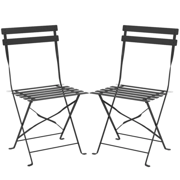 Outsunny Set of 2 Folding Garden Chairs with Slatted Seat