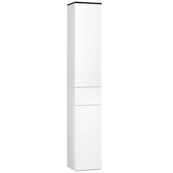 kleankin Bathroom Cabinet with Adjustable Shelf, 2 Closed Shelves and a Wooden Drawer, 30x28x180 cm, White