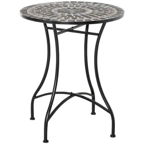 Outsunny Black Metal and Ceramic Garden and Outdoor Coffee Table