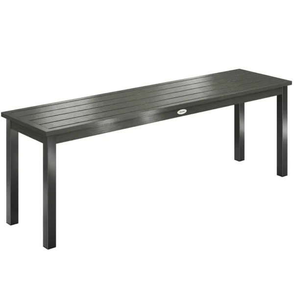Outsunny 2-Seater Garden Bench with Wood-Effect Slats, Steel Frame, 130x34x43 cm, Grey