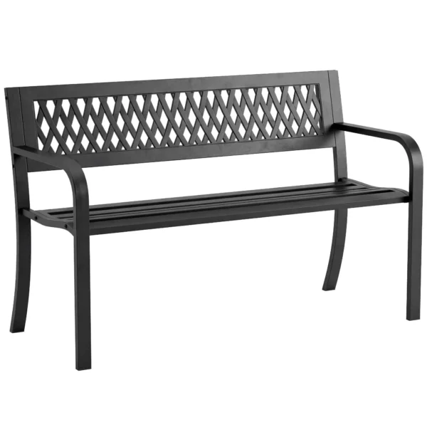 Outsunny Outdoor Garden Bench, 2 Seater, Black Patio Bench