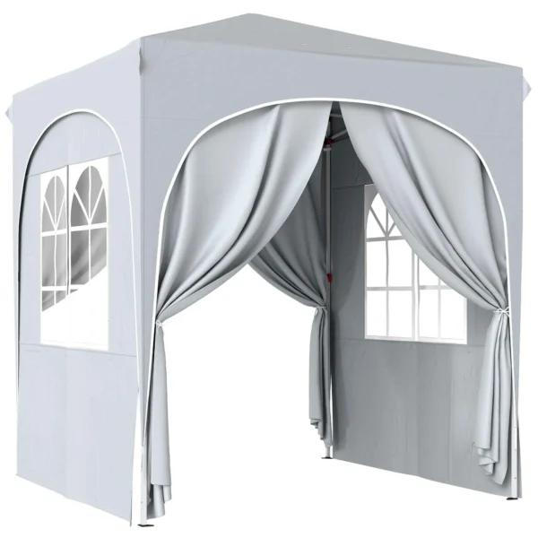 Outsunny Folding Gazebo Portable Garden Gazebo UPF50+ 2x2m Light Grey