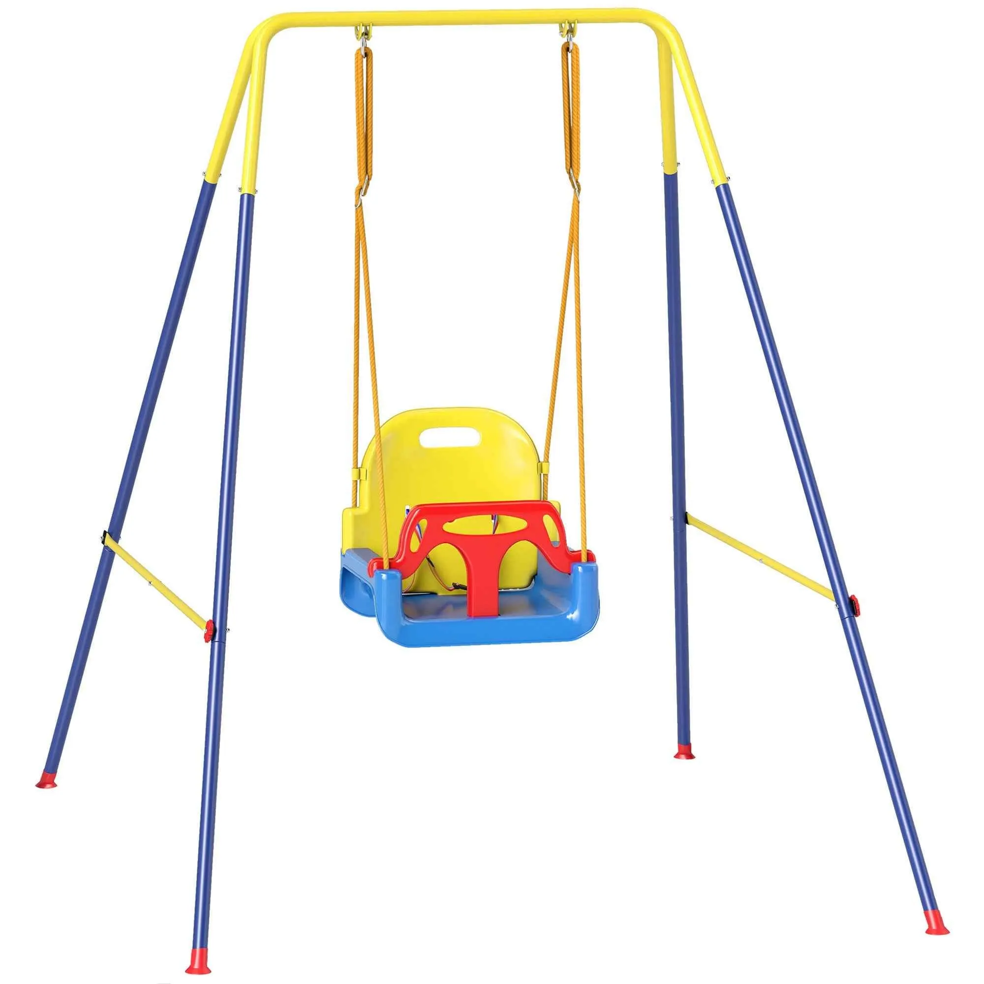 AIYAPLAY Adjustable Children's Garden Swing with Backrest and Barrier, Made of Steel and PP, 128x155x157 cm, Blue