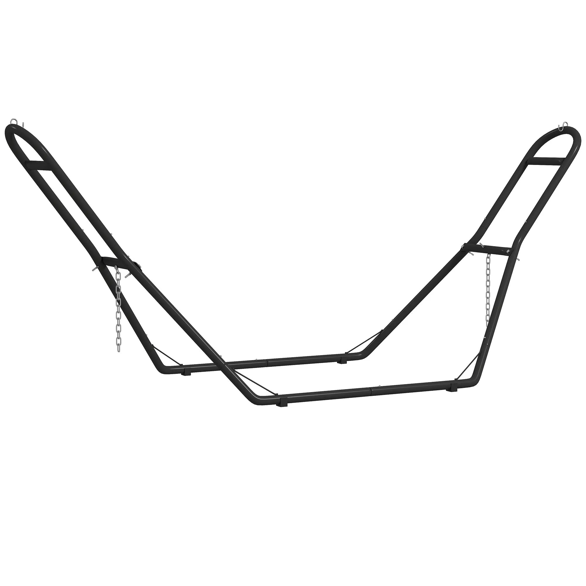 Outsunny Adjustable Non-Slip Hammock Stand with S-Hooks, Steel, 278x97x112 cm Black