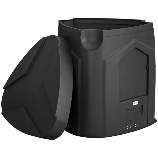 Outsunny Rotating Triangular Garden Composter with 3 Doors, 78x75x78 cm, Black