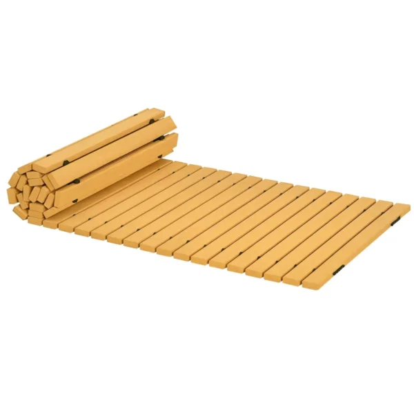 Outsunny Garden Walkway with Rollable and Semi-Flexible Slats, in Fir Wood, 185x60 cm, Yellow