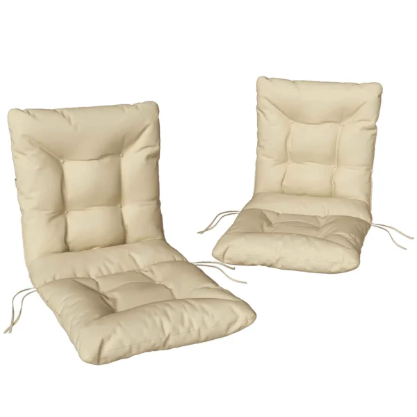 Outsunny Set of 2 Outdoor Chair Cushions with Ties, Polyester and Cotton, 120x50x8 cm, Beige