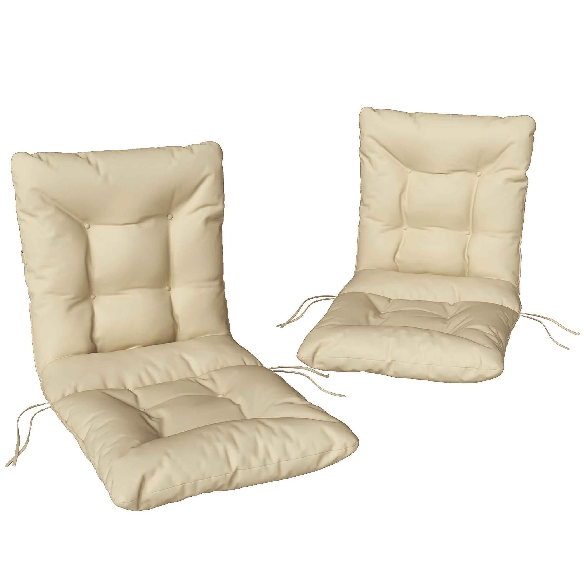 Outsunny Set of 2 Outdoor Chair Cushions with Ties, Polyester and Cotton, 120x50x8 cm, Beige