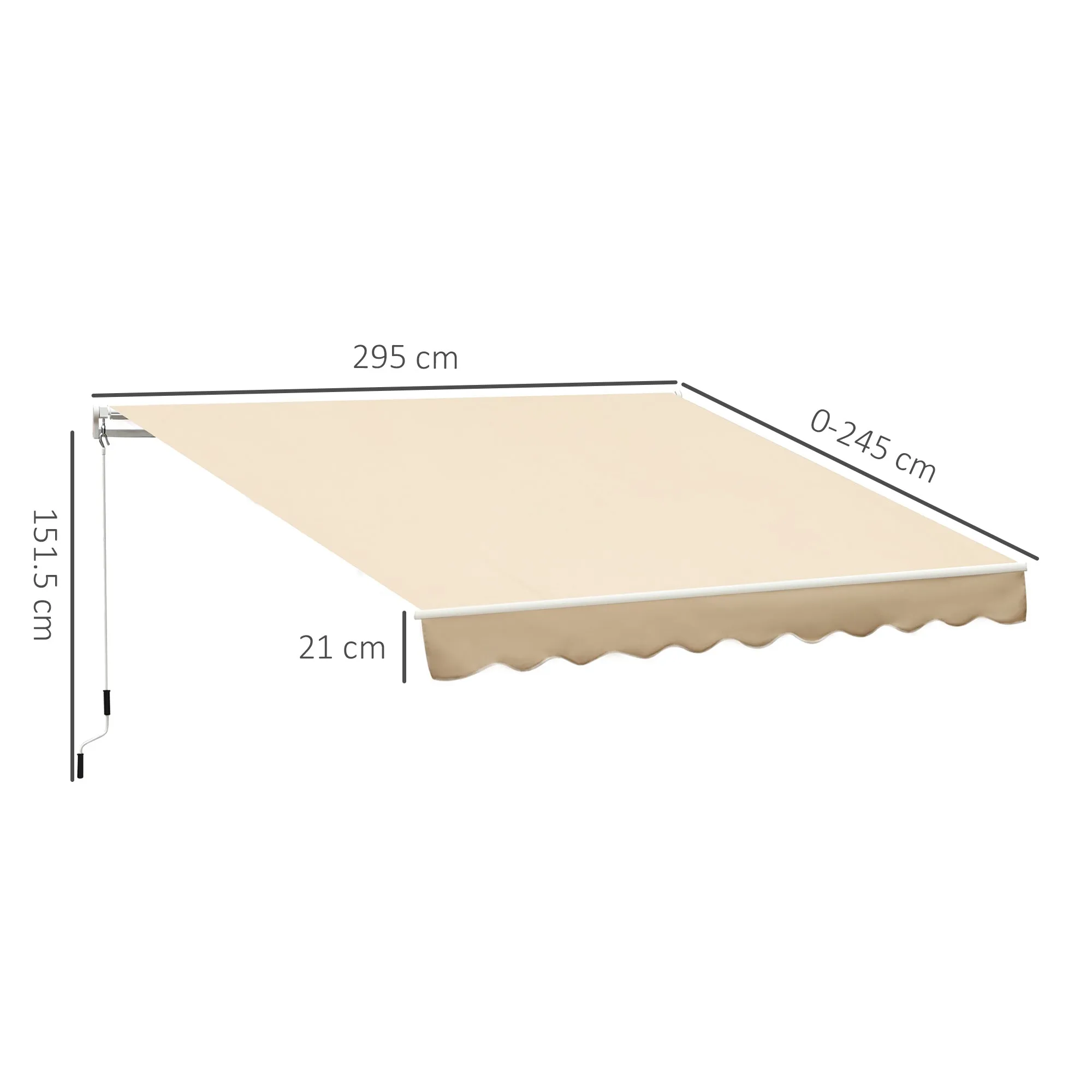 Outsunny 3x2.5m Aluminum and Polyester Cranked Drop-Top Awning, Beige - Image 3