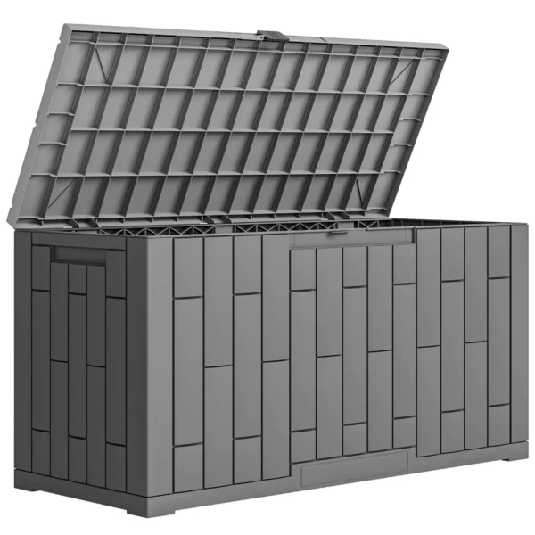 Outsunny 227L Waterproof and UV-Resistant Resin Garden Storage Box with Key Lock, 106.5x43x54.5 cm, Grey