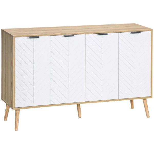HOMCOM Storage Unit with 2 Adjustable Shelves, Pine Wood, 120x35x77.4 cm, Wood and White