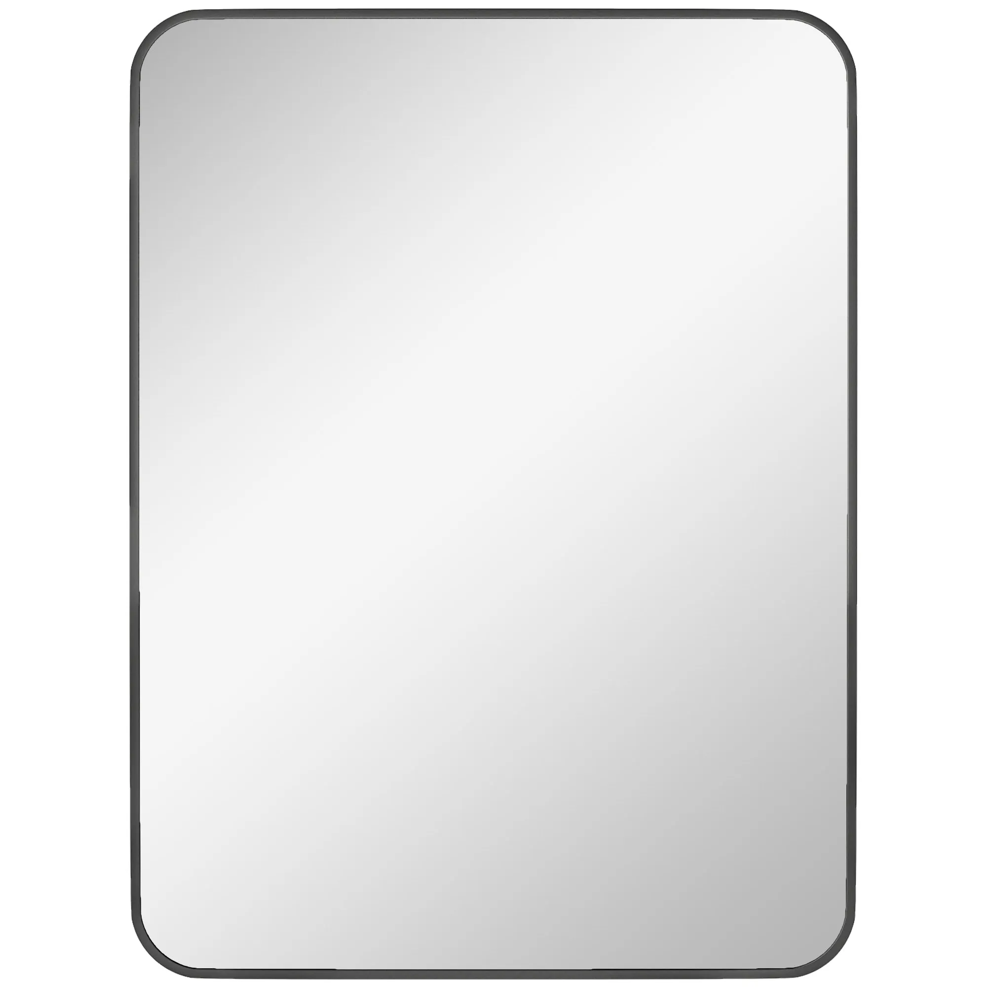 HOMCOM Bathroom Mirror with Metal Frame and Hook, 60x2.5x80 cm, Black