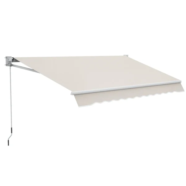 Outsunny 2x2.5m Manually Operated Awning in Aluminum and Polyester, Cream