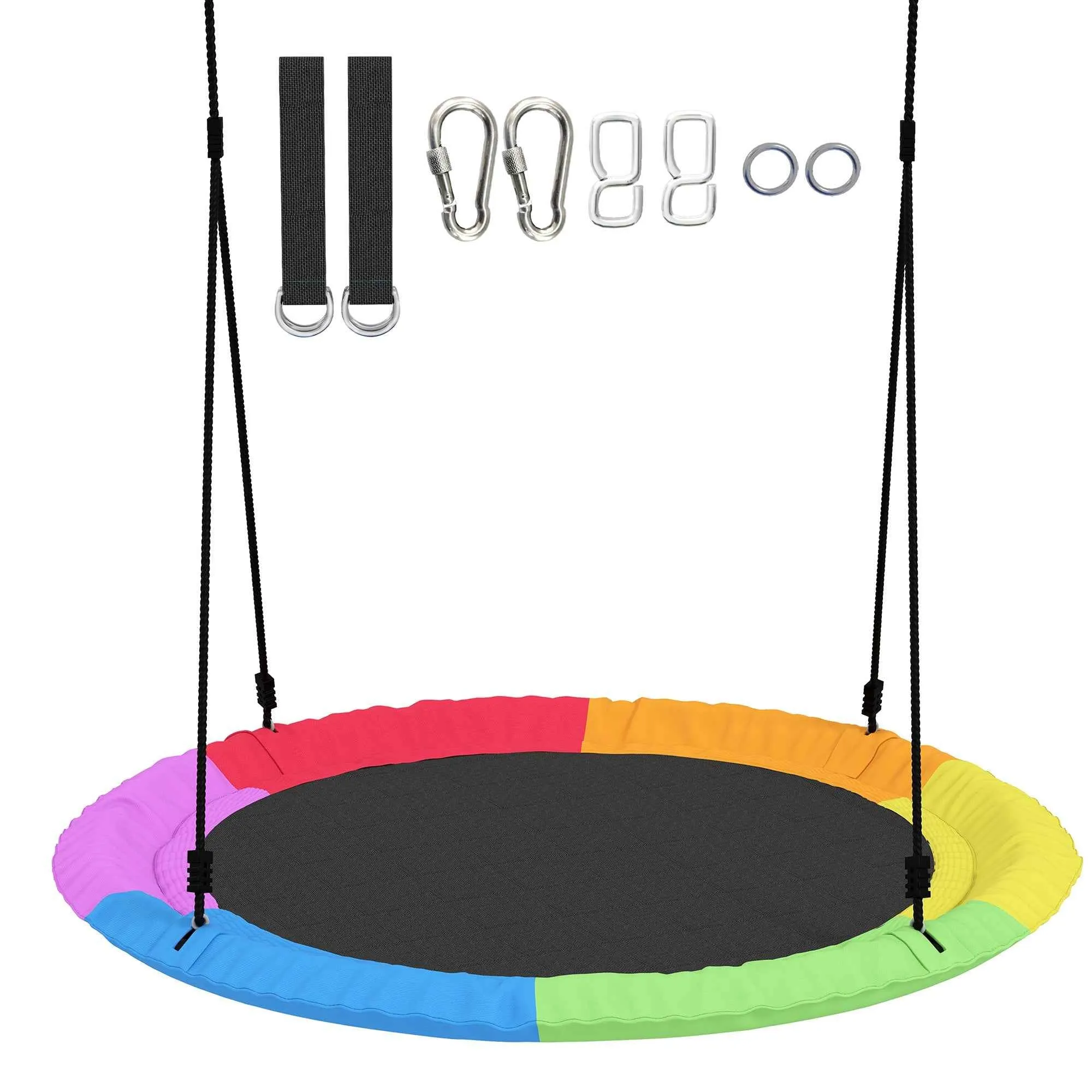 Nest Swing for Children 3-8 Years with Ropes and Straps, in PE and Oxford Fabric, 120x120x180 cm, Multicolored