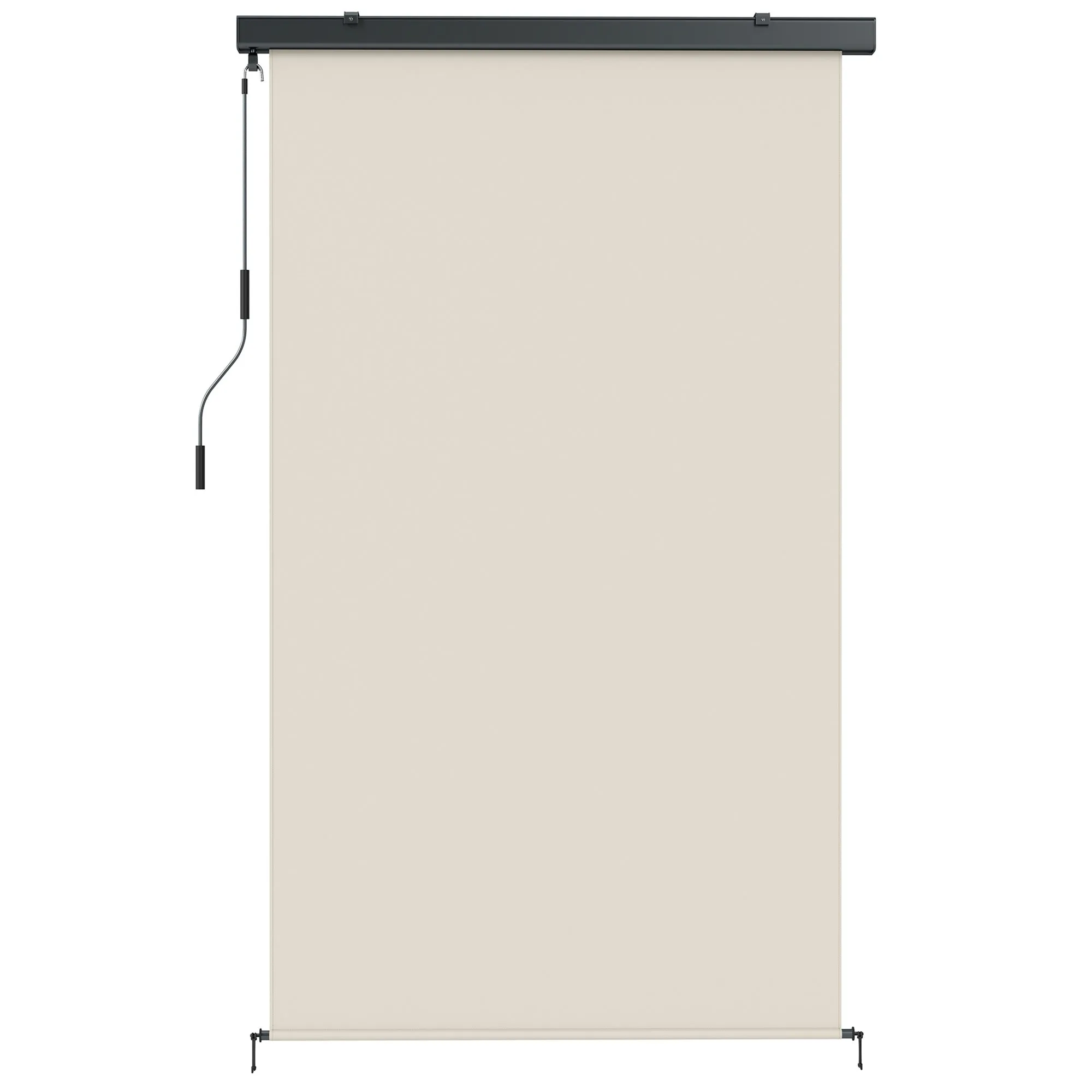 Outsunny Anti-UV Polyester Roller Blind with Aluminum Cassette and Crank, 250x160 cm, Cream White