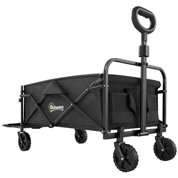 Outsunny 72L Folding Garden Cart with Adjustable Handle, Steel and Oxford Fabric, 114x46x92 cm, Black