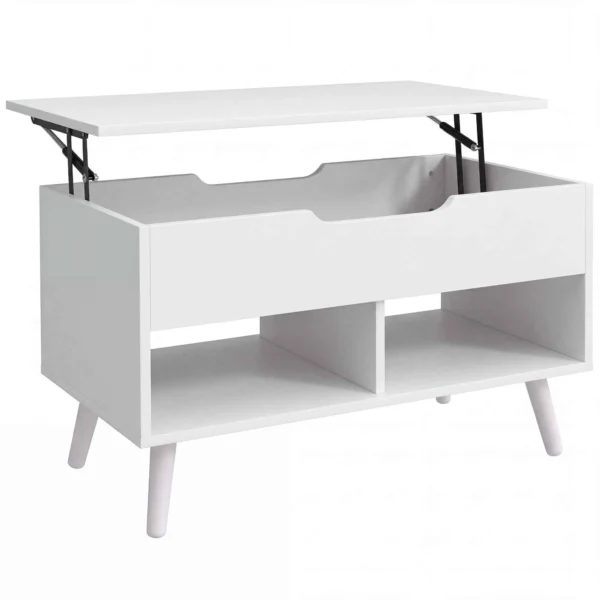 HOMCOM 75cm White Punched Coffee Table with Lift-Up Top and Hidden Storage