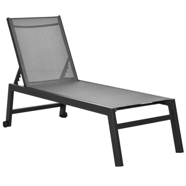 Outsunny Aluminum Sun Lounger Garden Lounger Gray and Black